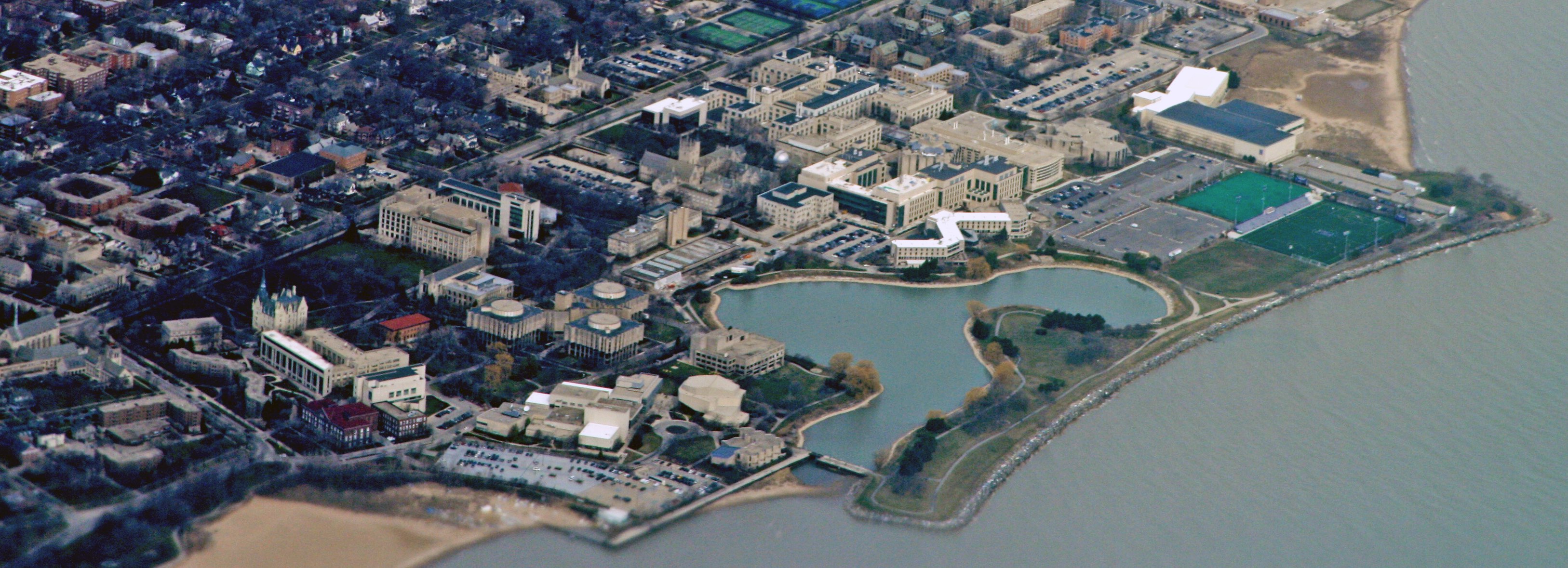 Aerial image of Northwestern's campus.